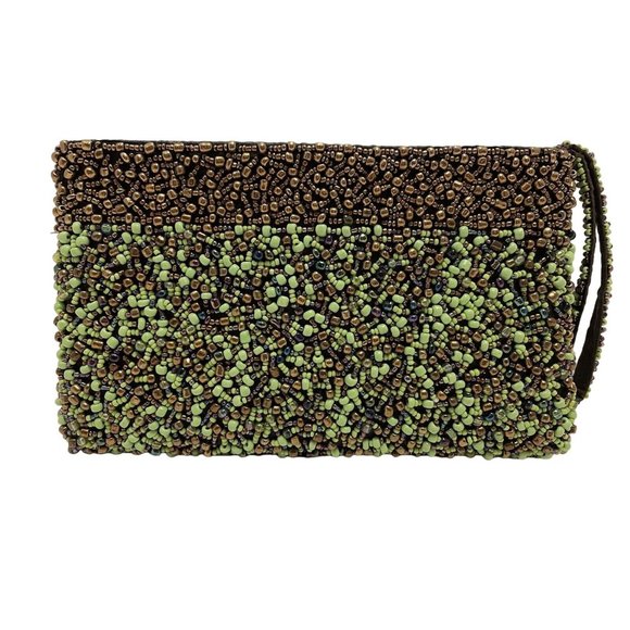 Handbags - About Color Womens Beaded Clutch Wristlet Bag Purse Evening Day Gold Green